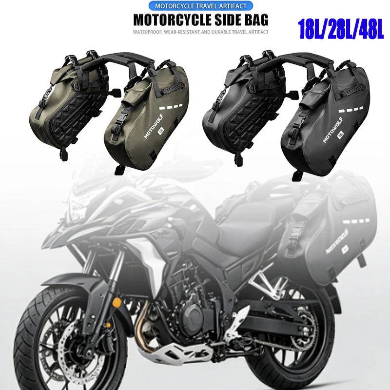 Motorcycle Waterproof Travel Luggage Saddlebags 12/18/25/28/48L Universal Side Bag For BMW Honda Kawasaki Yamaha Honda Side Bags