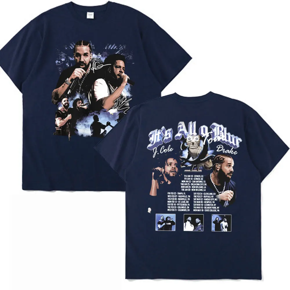 Graphic Drake J Cole Big As The What Tour 2024 T-Shirt Men Women's Oversized Cotton Short Sleeves for Summer Fashion T Shirts