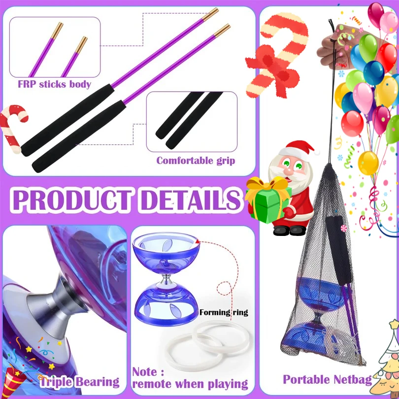 

Портативный набор Diabolo для китайского йо-йо Diabolo, портативное оборудование для фитнеса для взрослых и детей, пожилых людей, упражнения на ловкость в помещении