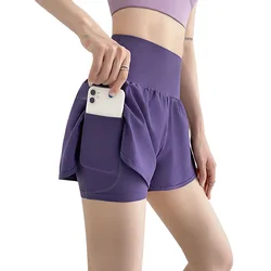 Tennis Shorts Women Pockets Skort Breathable High Waist  Shorts Female Sport Yoga Running Sports Golf Solid Color Short