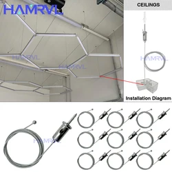 Hexagonal light cable 2M Adjustable suspension Cables Steel Hanging chain Lamp Celing for hex Garage Honeycomb Tube 1cm-200cm