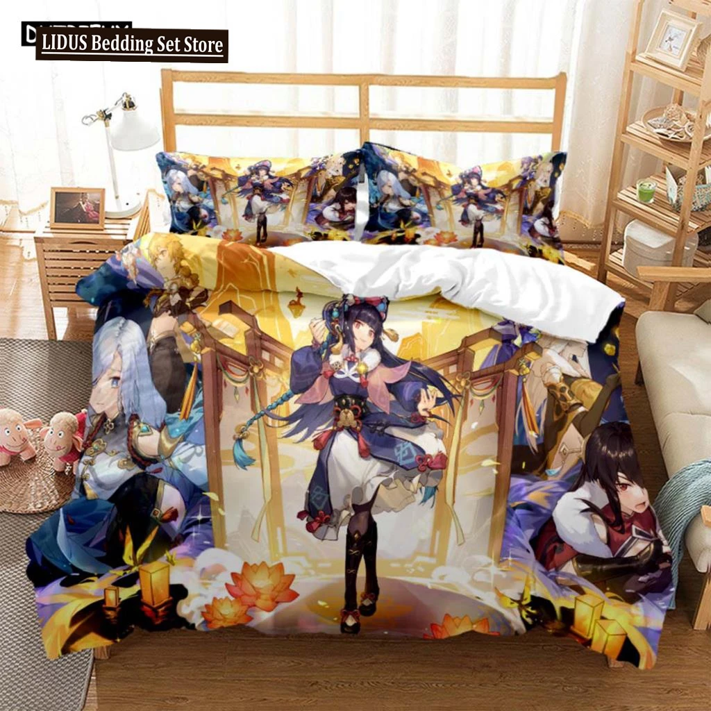 

Genshin Impact Animation Cartoon Soft And Comfortable Customizable Comforter Bedding Sets Bedding Set Luxury Quilt Cover