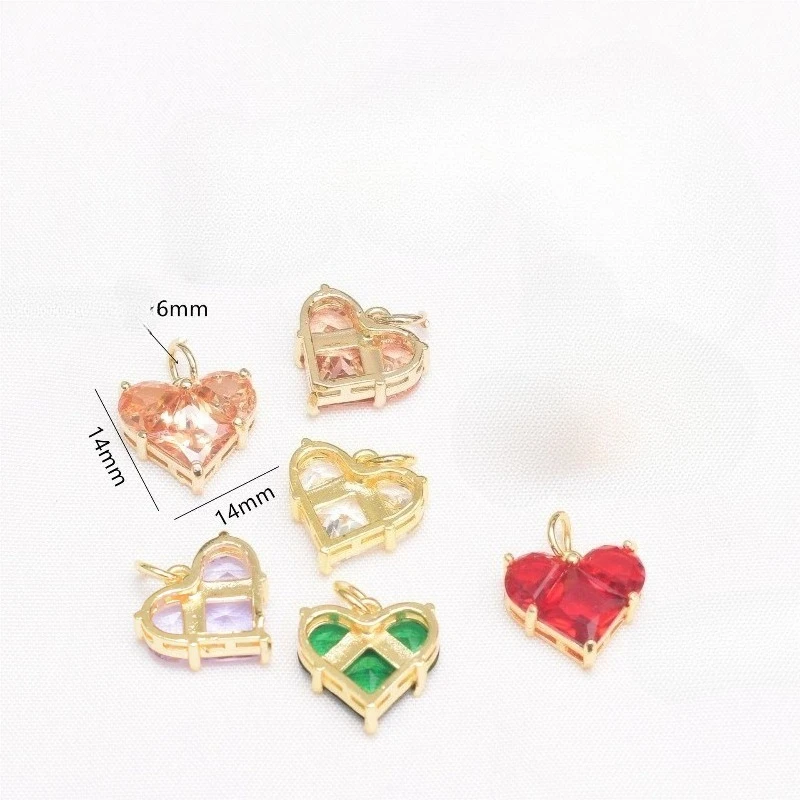 1pcs 14x14mm Sweet Heart-shaped Colored Crystal Charms for Jewelry Making Necklaces Earrings DIY Materials Accessories Wholesale