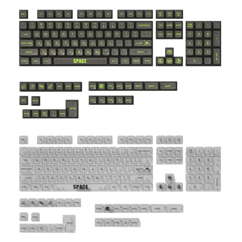 Substituição teclas teclado mecânico 652F com 132 teclas Conjunto teclas transparentes Perfil MDA com retroiluminação