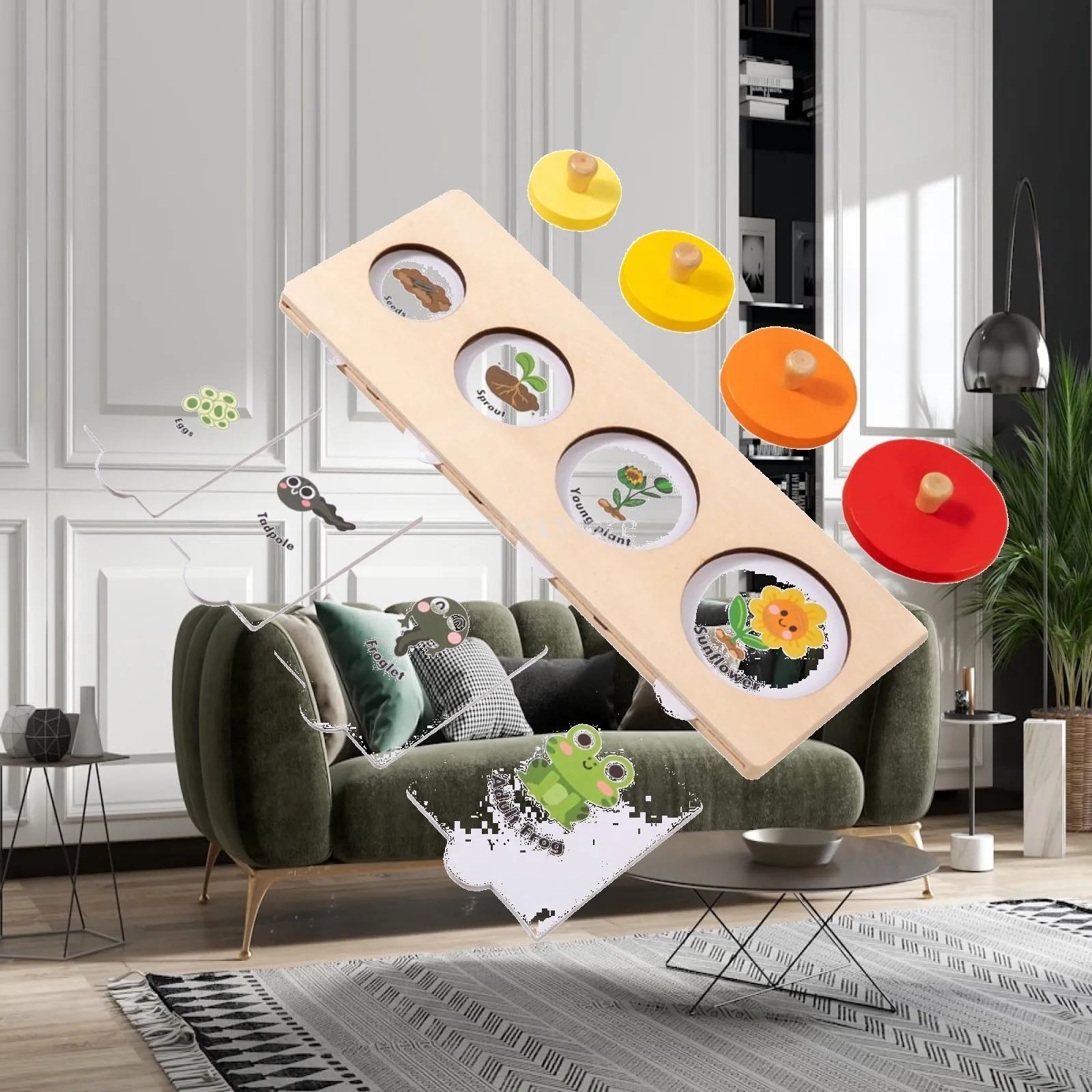 Puzzle Toy Life Cycle Jigsaw Puzzle,Cartoon,Cognitive Development,Wooden Matching Toy for Kids Gifts