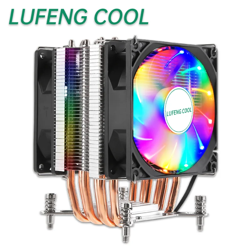 Lufengcool-4つのヒートパイプを備えたサイレントファン,金属製のクーラー,4ピン,rgb pc intel lga 2011 2011-3 x79 x99