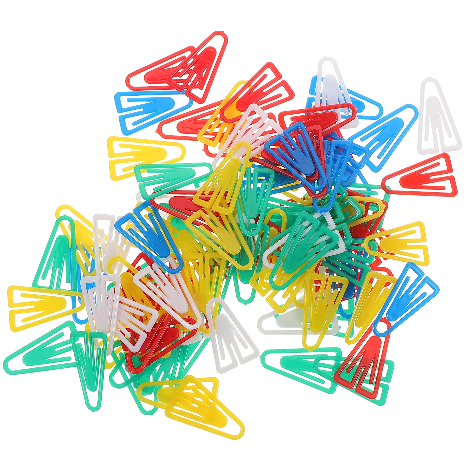 100 Pcs Triangular Paper Clips Colored Small Multi use Office Document Stationery Supplies Organizing Accessories