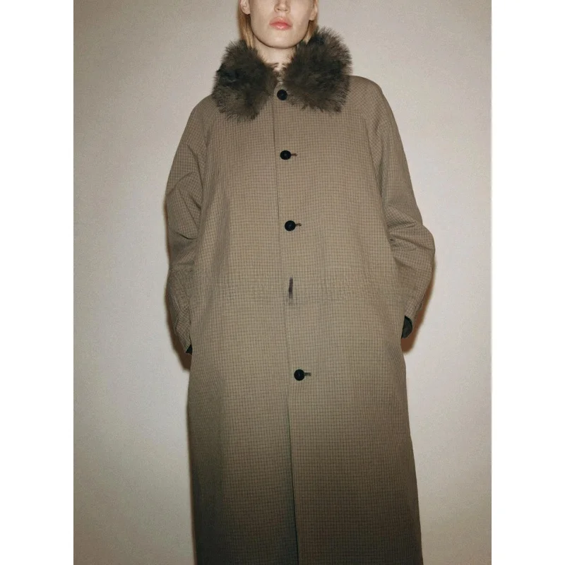 

Fall New Women's Long Sve Coat Artificial Fur Effect Straight Hemline Double Breasted Button up Commute Sle Polyester Fiber