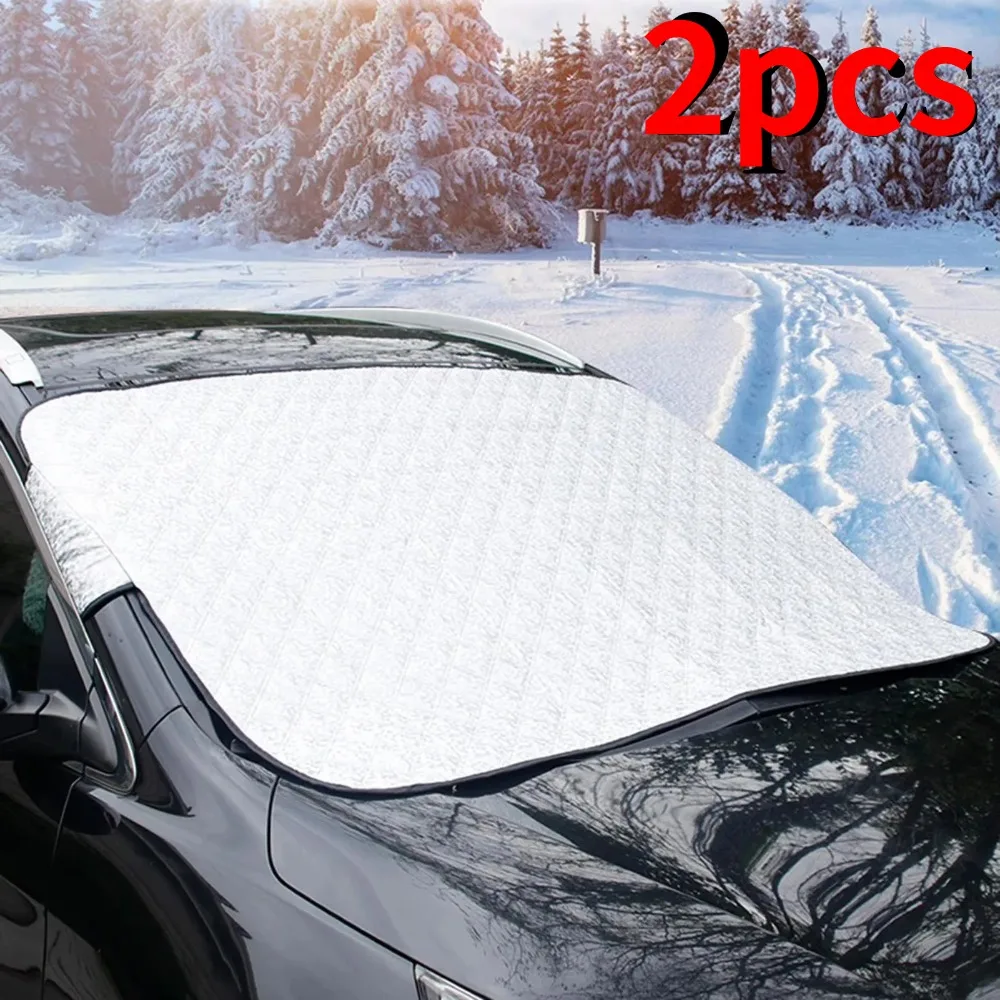 

2Pcs Front Windshield Snow Frost Shield Half Car Cover Winter Anti Freezing Anti Snow Auto Accessory