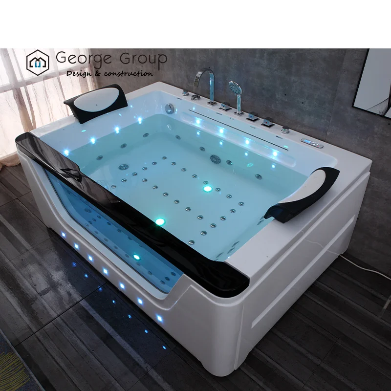 Bañera acrílica de masaje de 1600mm de largo, bañera de hidromasaje para baño interior con reacción de nivel de agua