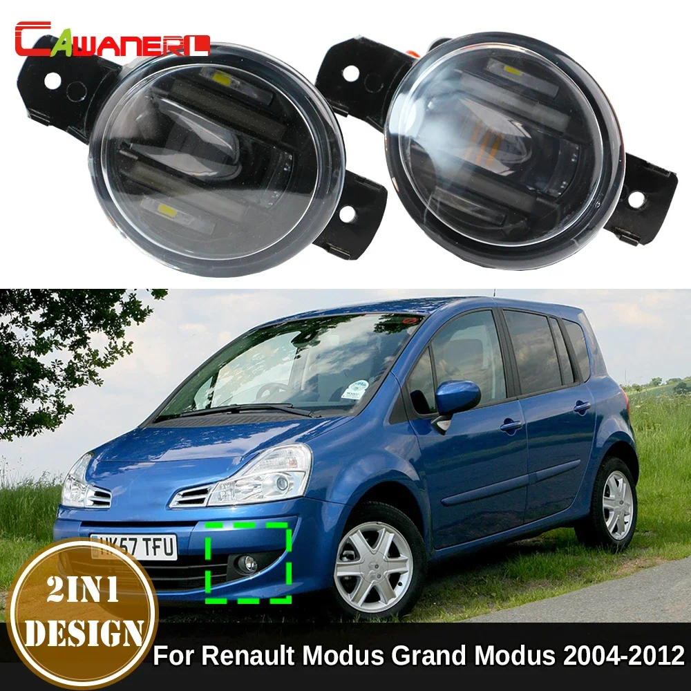 

2IN1 Car LED Glass Lens Fog Light DRL Daytime Running Lamp Accessories 36W H11 For Renault Modus Grand Modus 2004-2012