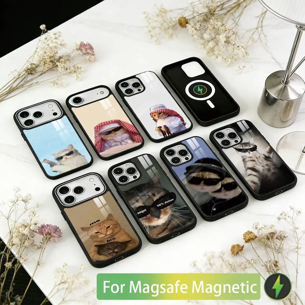 

Funny Cute Cat Phone Case For iPhone17,16,15,14,13,12,11 Plus,Pro Magnetic For Magsafe Wireless Charging