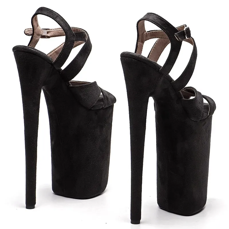 LAIJIANJINXIA 26CM/10inches Suede Upper Sexy Exotic High Heel Platform Party Sandals Pole Dance Shoes Model Shows Sandals 006