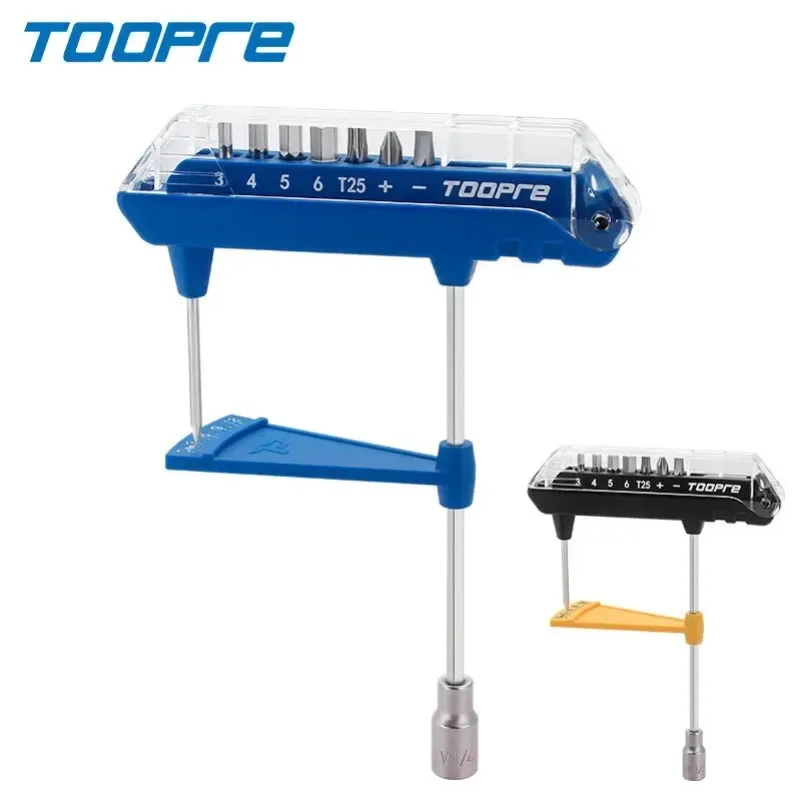 TOOPRE Mountain Bike Torque Wrench Set Integrated Hexagonal Head High Precision Torque Tool 3-12 NM and Drill Bit Set