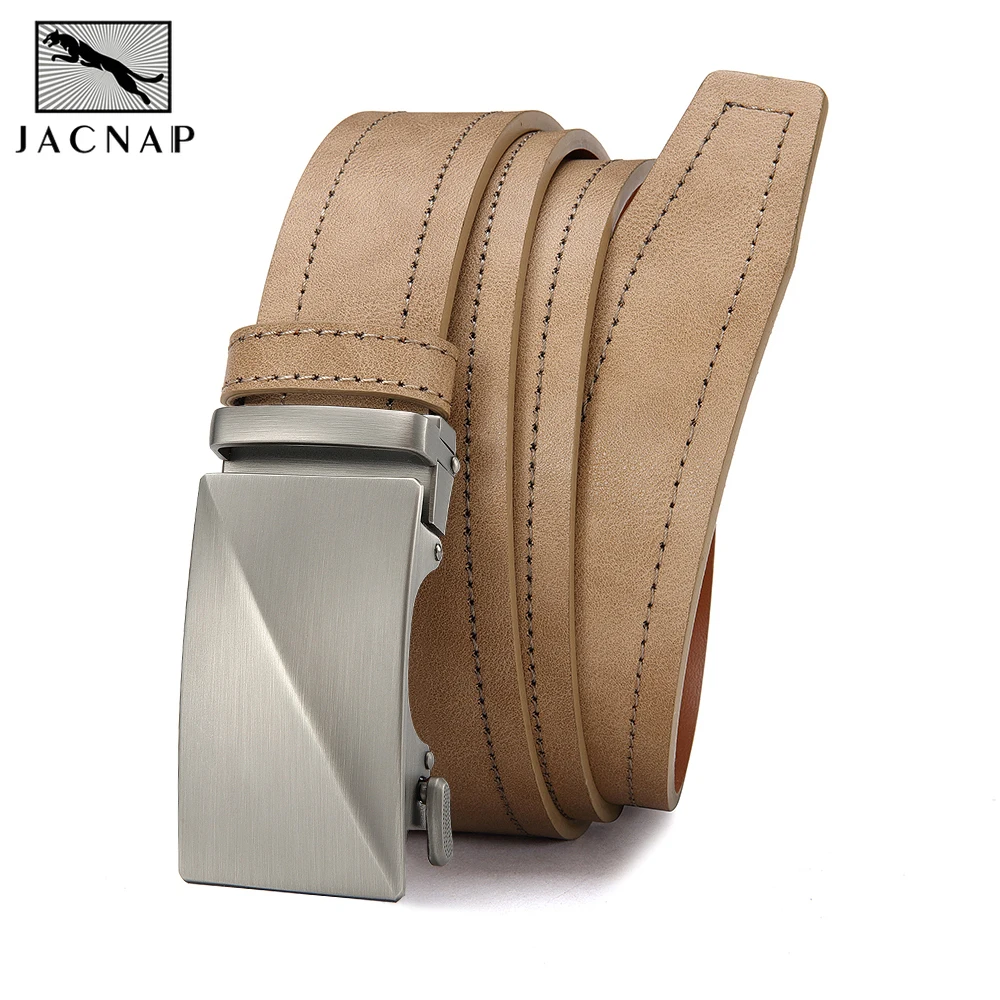 

JACNAIP Men's Fashionable Leather Belt Men High-quality Leather Belt Business Automatic Buckle Ratchet Belt Randomly Adjustable