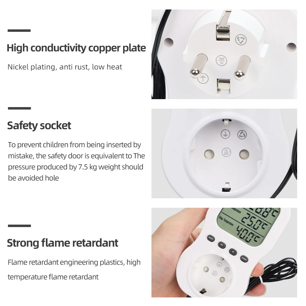 Picture 7: Smart Thermostat LCD Digital Timer Socket Multi-Function Temperature Controller Switch Heating Cooling Outlet with NTC Sensor