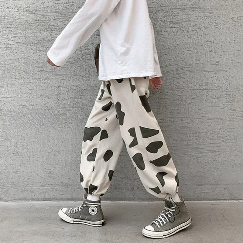 

New Y2k Cow Print Women Wide Leg Pants Autumn Female Trousers Harajuku Ladies Long Pants Fashion Chic Woman Sweatpants