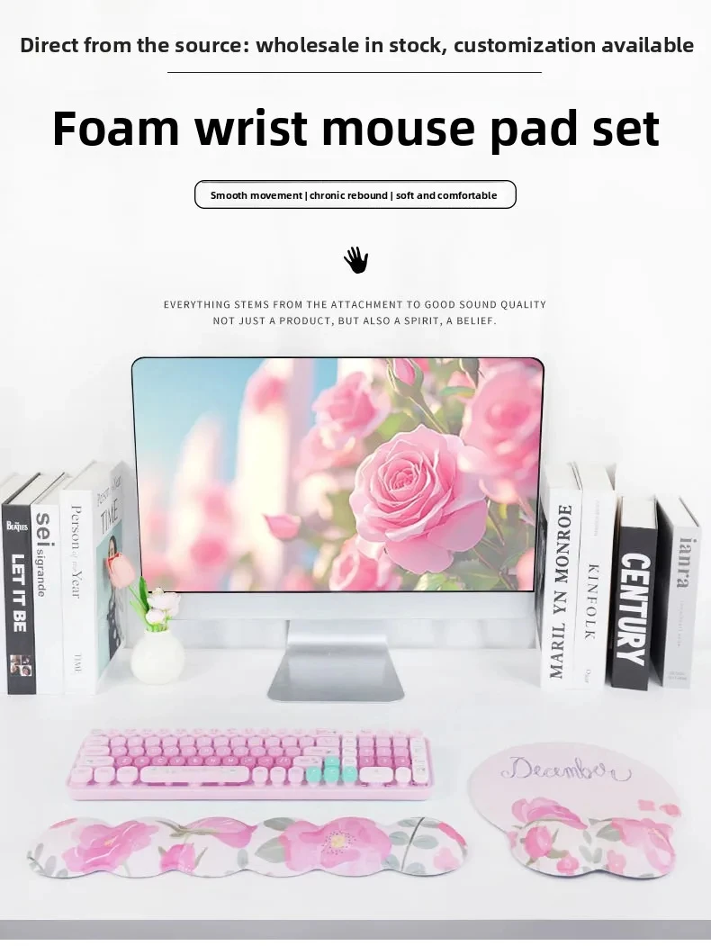 Dicke Schaumstoff-Handgelenkauflage Mauspad Tastaturunterlage Ergonomische Schreibtischunterlage für Büro und Gaming 5 Musteroptionen – Detail 1