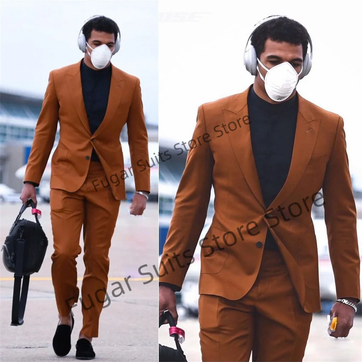 British Style Wedding Suit For Men Custom Peak Lapel Groom Tuxedos 2 Pieces Sets Business Male Blazer Trajes Be Hombre