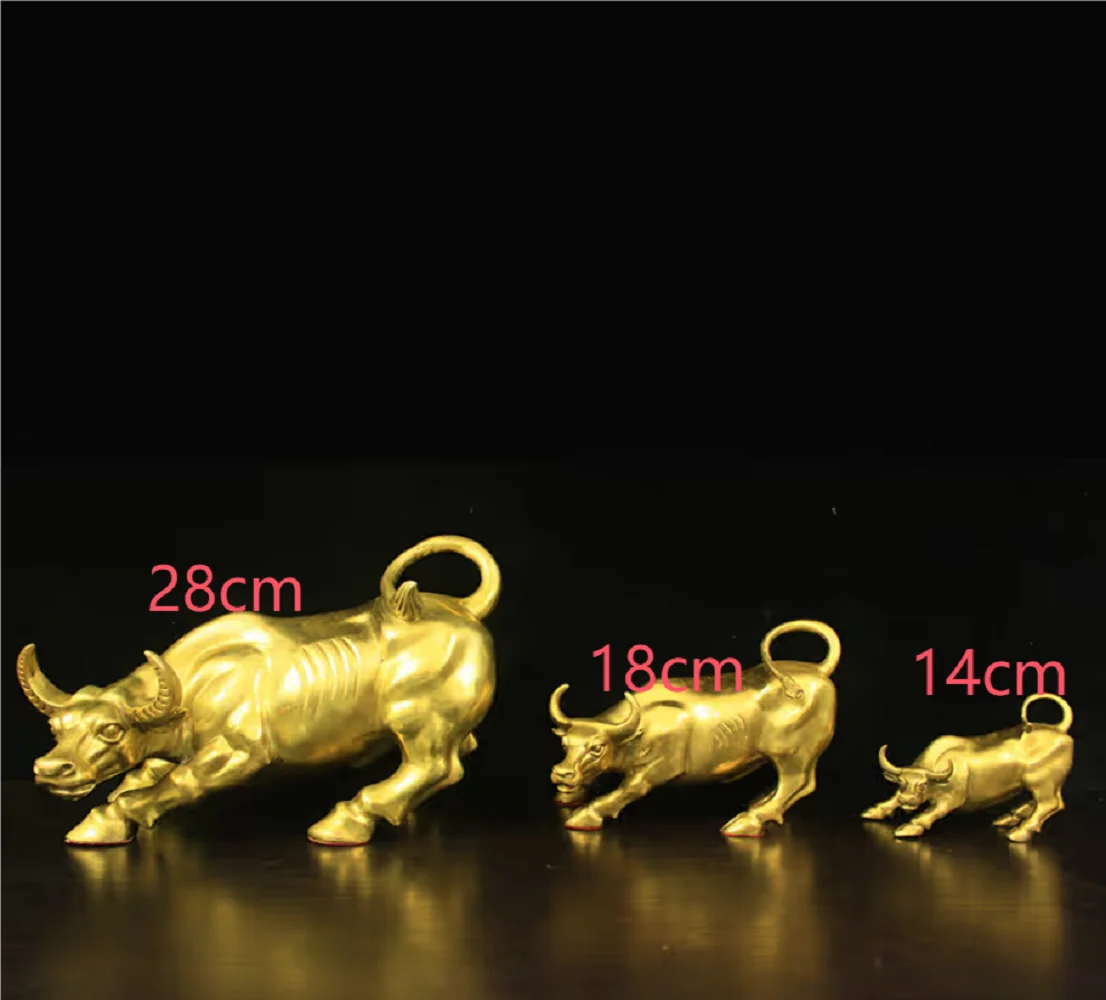 

[Wangshi Jinniu] Wall Street Bulls bronze statue Pure brass precision cast ornament. 28*17*17cm 1.7kg 18*11*12cm 0.9kg 14*8.5