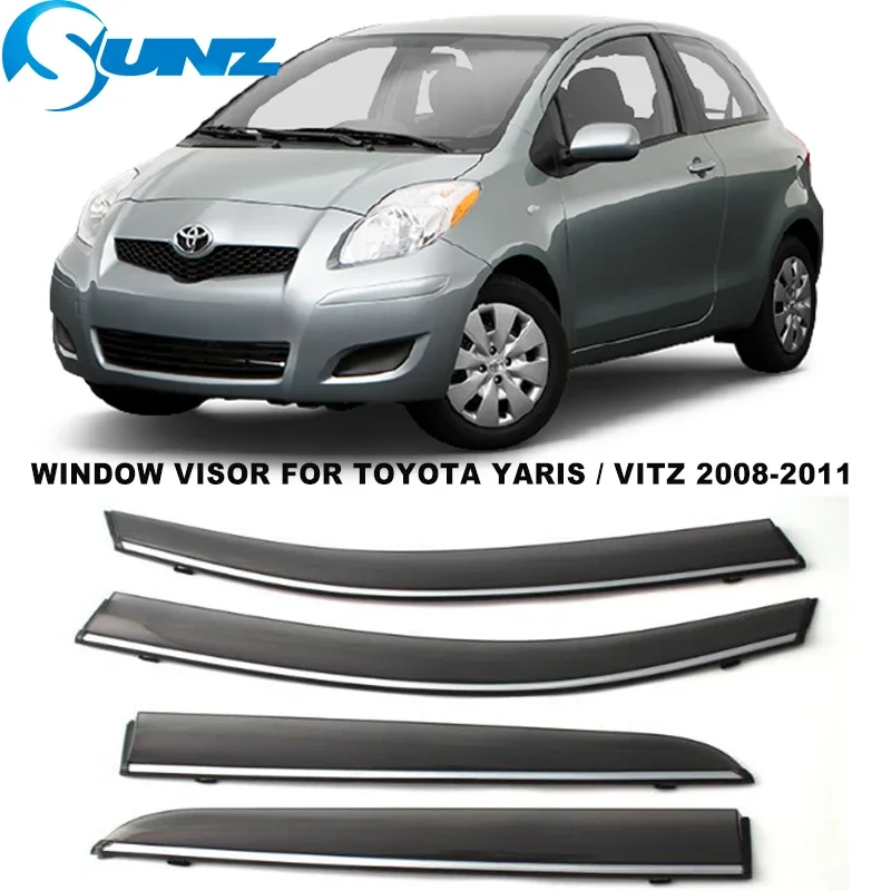 Side Window Visors For Toyota Yaris Vitz 2008 2009 2010 2011 Weathershields Sun Rain Guard  Deflectors Auto Accessories SUNZ