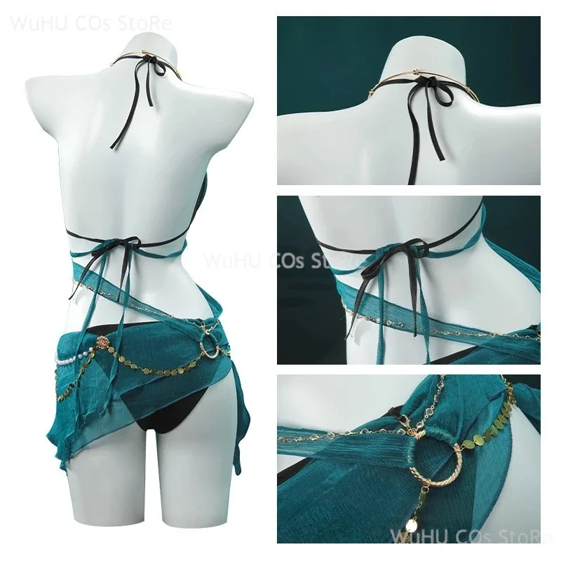 Игра Naraka: Bladepoint Косплей Canaan Косплей Костюм Купальный костюм Женский комплект нижнего белья Холтер Топ Юбка Стринги Рукава Сексуальный костюм