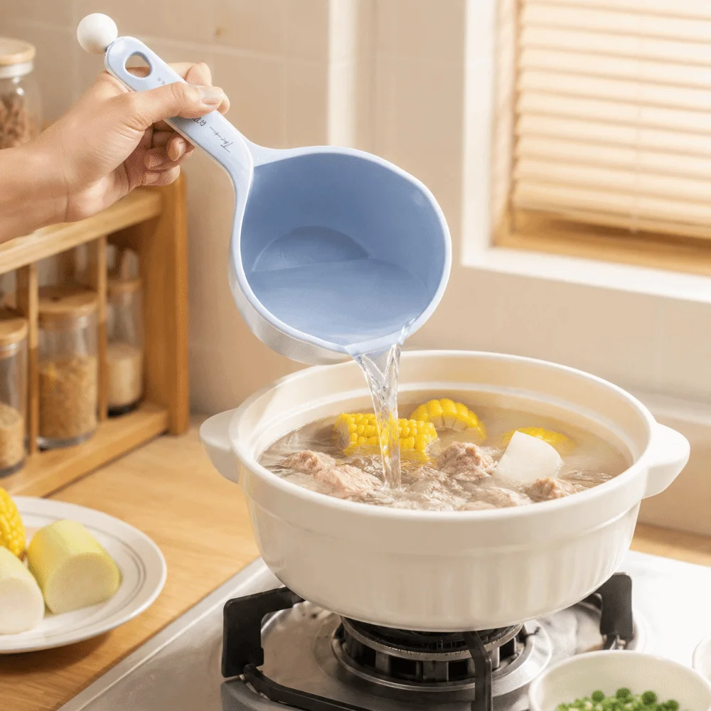 Drifting Scoop Plastic Water Scoop Thickened Large Capacity Water Ladle Ergonomic Handle Simple Kitchen Dipper Home Kitchen