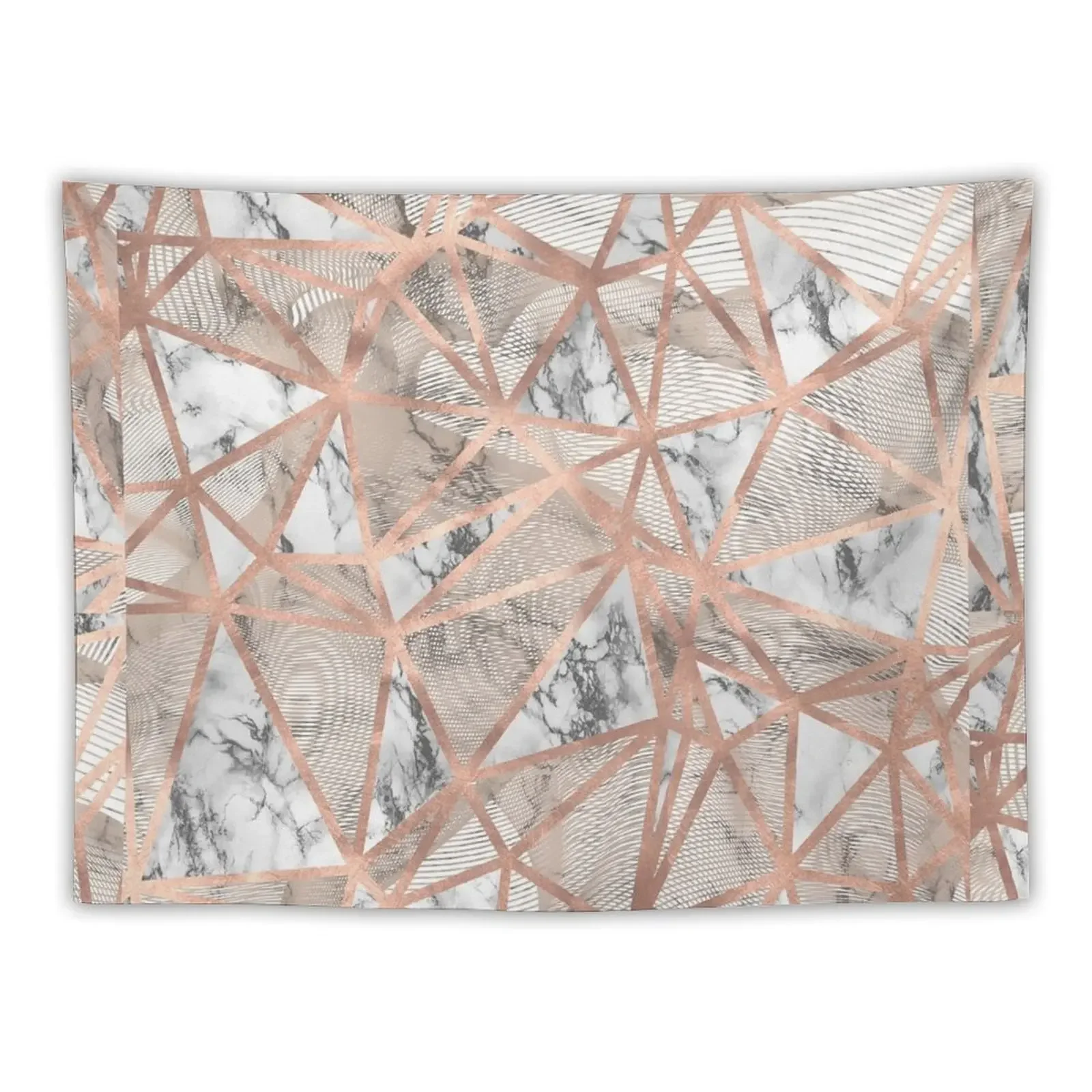 Fractured Marble Pieces Geometric Rose Gold Design Tapestry Wall Tapestries Tapestry