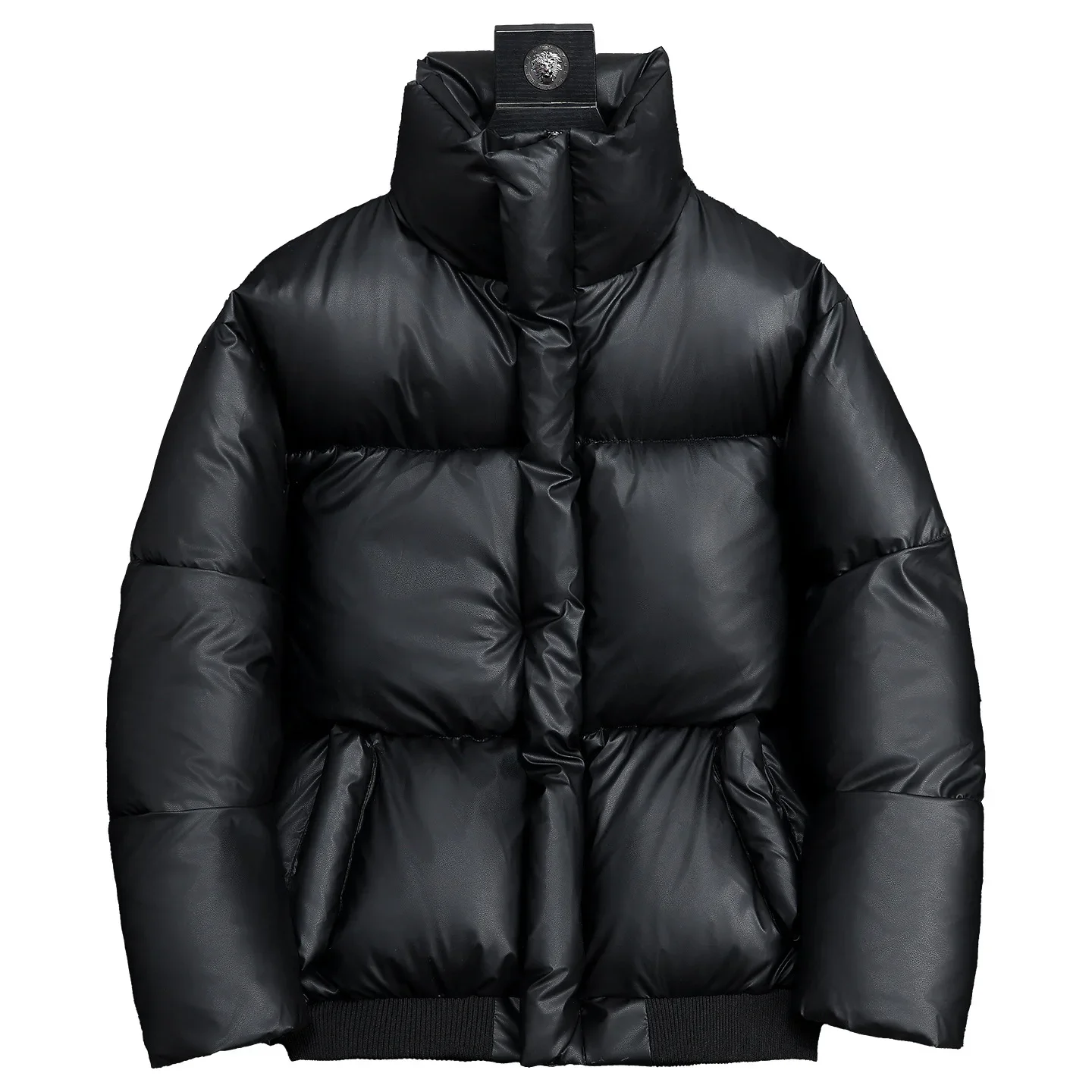 

Men's Loose Collar PU Leather Cotton Coat Bread Fashion Casual Thick Cotton Jacket Outfit, Trendy Cross-border New Style