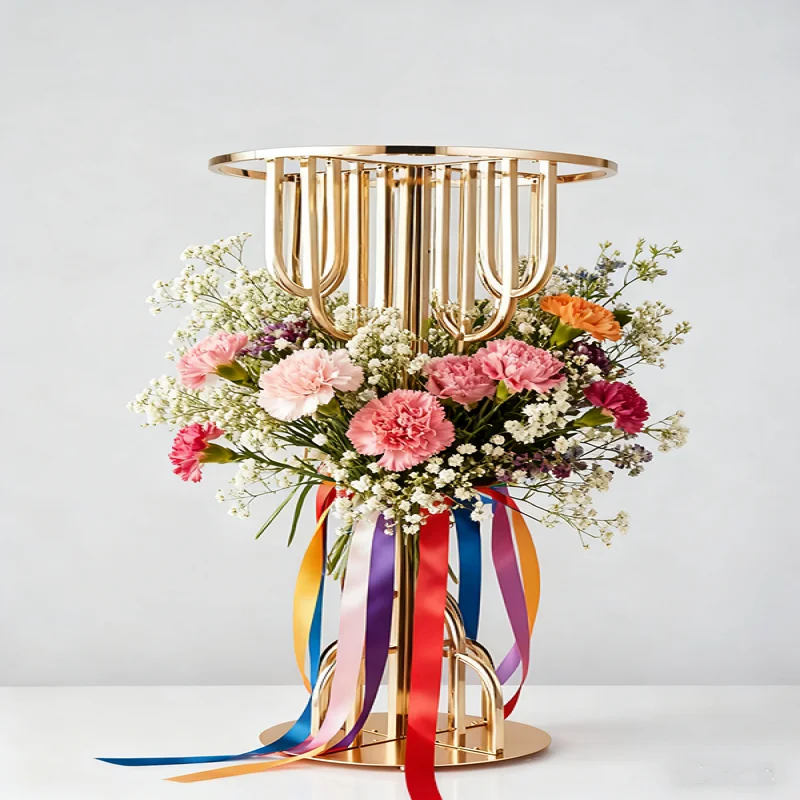 

2/10pcs ready stock electroplated gold flower stand wedding decoration ornaments main table flower ornaments hotel supplies