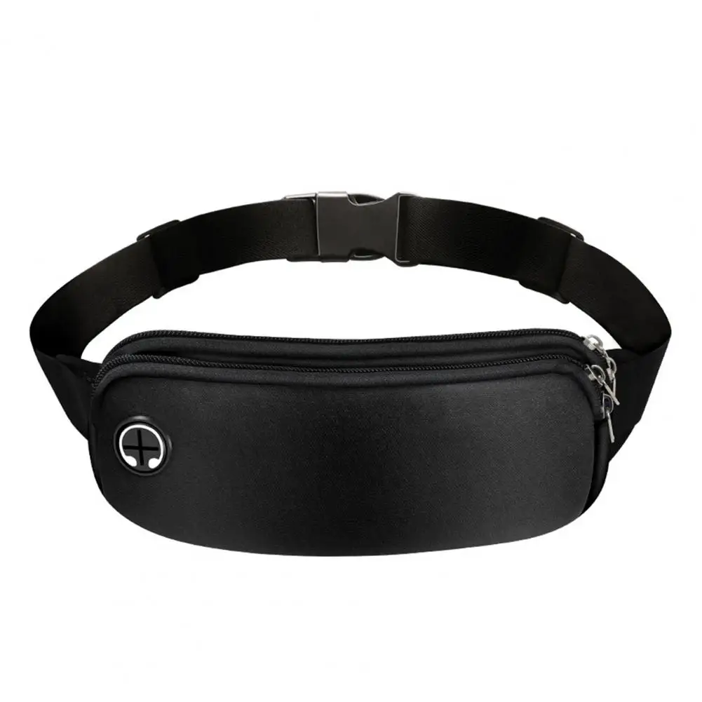 Fanny Pack with Headphone Cable Hole Double-layer Zipper Waist Bag Waterproof Unisex Fanny Pack with Adjustable for Outdoor