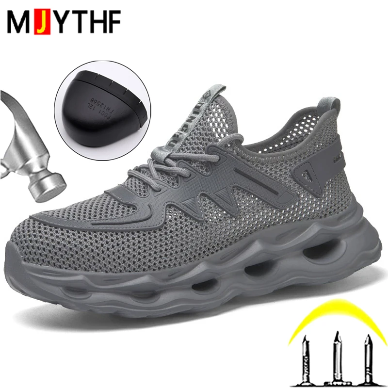 Summer Breathable Work Safety Shoes Men Anti-Smash Anti-Puncture Work Shoes Lightweight Comfortable Protection Shoes Steel Toe