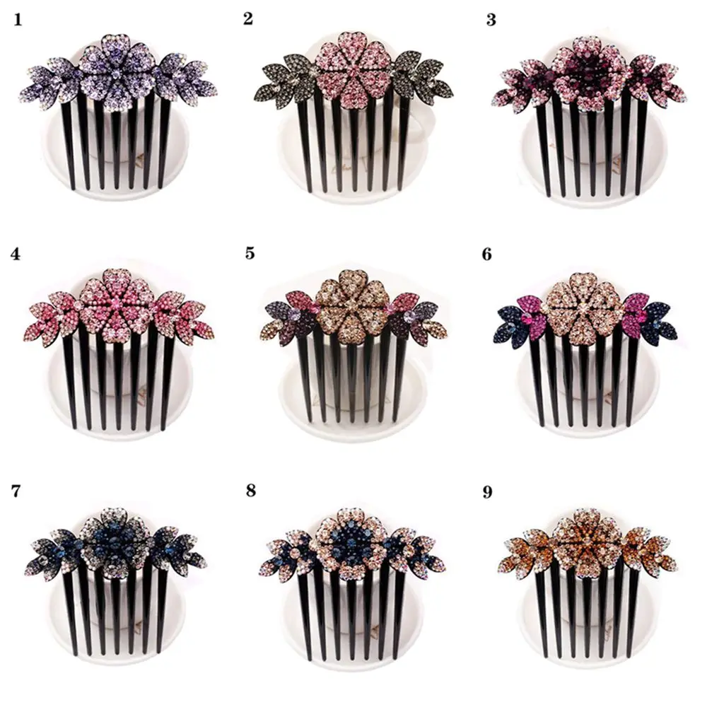 Women Hair Comb Rhinestone Crystal Hair Clips Hairpins Lady Bride Wedding Party Headdress Headwear Elegant Hair Accessories