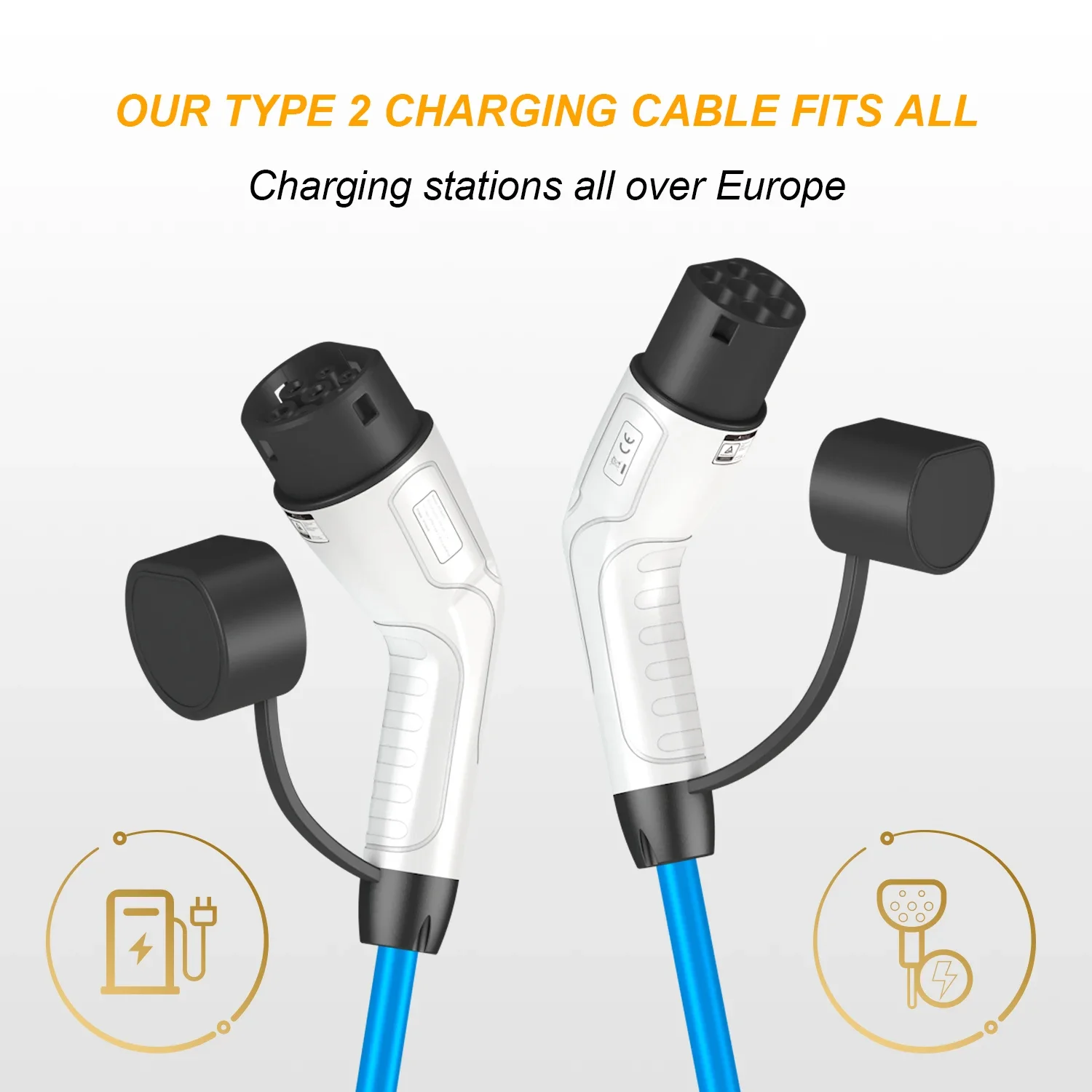 22KW 5M Type 2 to Type 2 EV Charging Cable Electric Car Charger 16A 32A IP55  EV Charger Extension Cable