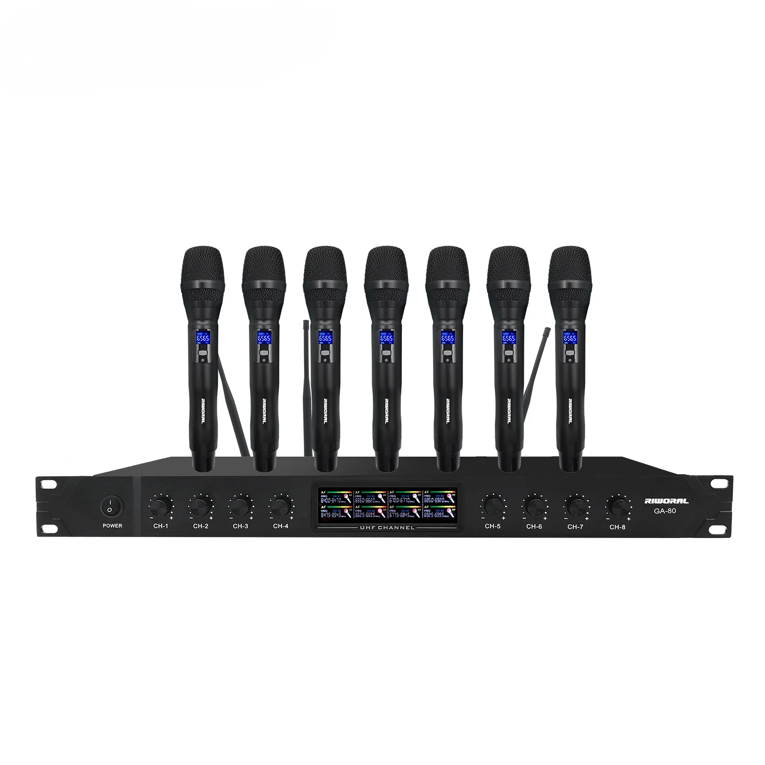 GA80 Professional Video Recording Mic Karaoke Microphone Handheld Recording 8 Channel UHF Wireless Microphone System