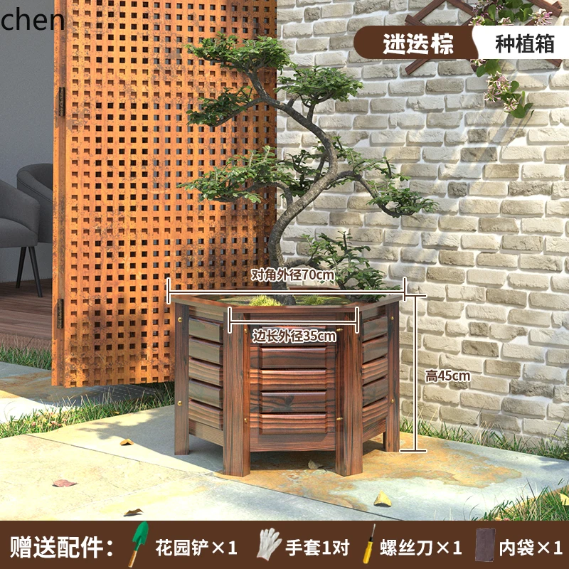 ZML Flower Box Outdoor Courtyard Fruit Tree Planting Box Villa Entrance Iron Tree Large Flower Pot Tree Planting Box Tray