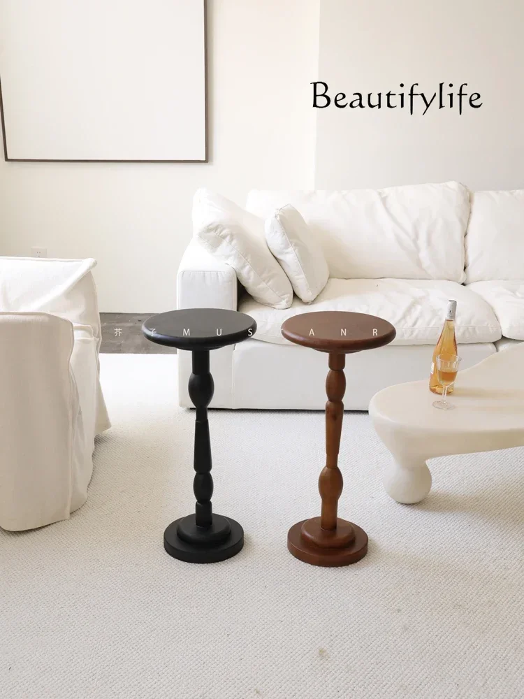 

A44 mM Medieval style solid wood edge few small coffee table round few sofa living room French style low stool retro storage sma