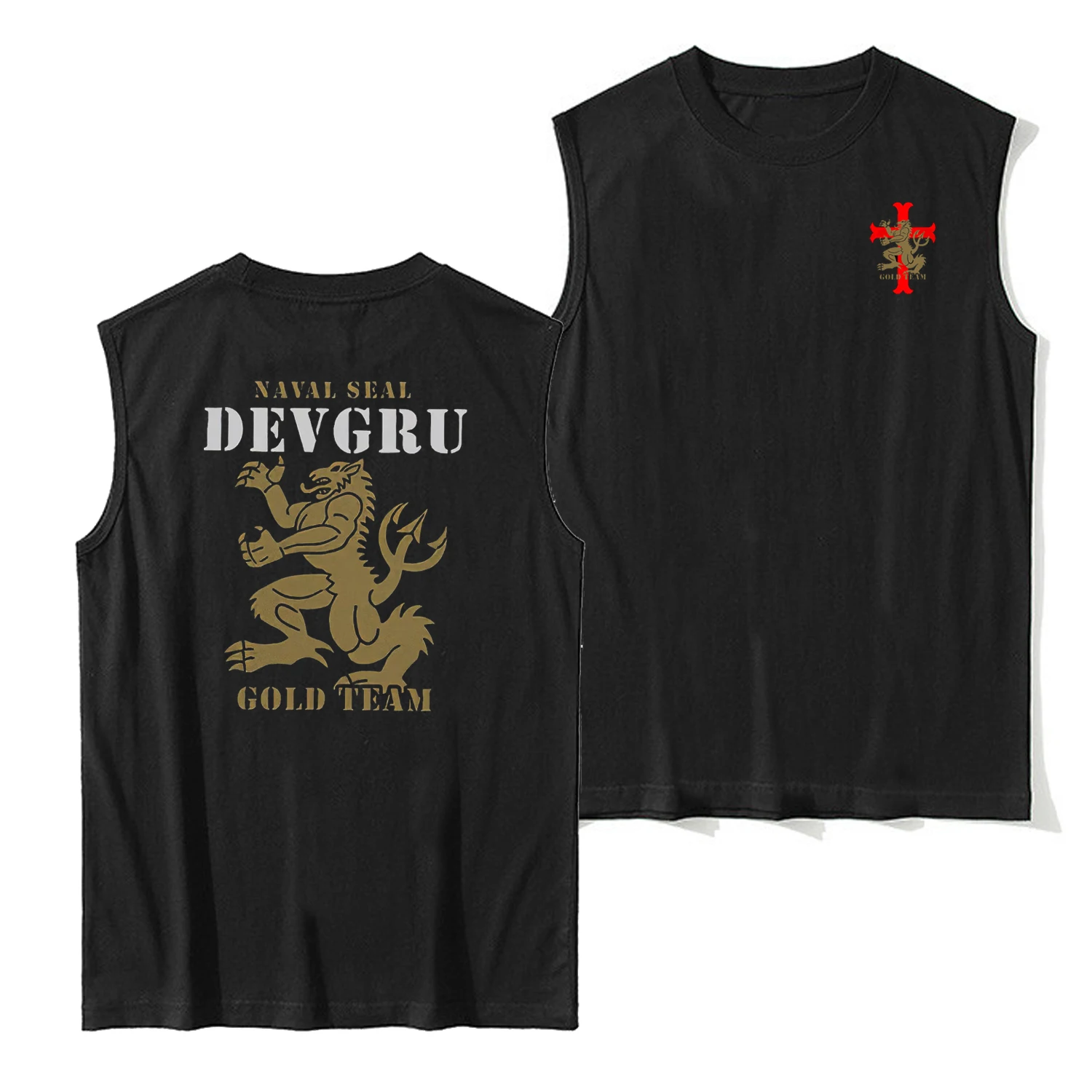 Naval Seals DEVGRU Crusaders Gold Team Lion Special Forces Tank Top 100% Cotton O-Neck Casual Mens Vest Sleeveless Tee Shirt