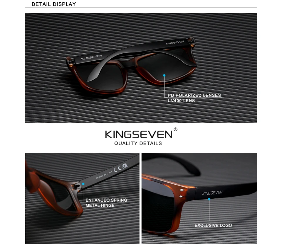 KINGSEVEN Retro TR90 Polarisierte Quadratische Sonnenbrille Frauen Männer Carbon Faser Muster Design Outdoor Sport Brillen – Detail 1