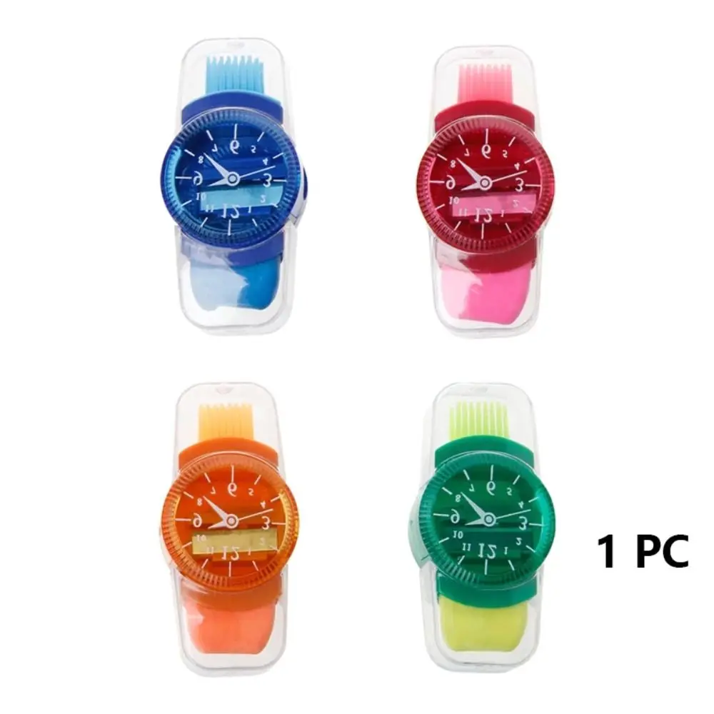 Classroom Prize 3 in 1 Pencil Sharpener Cartoon Watch Sharpener Hand Crank with Eraser Brush Pencil Cutting Tool School Supply