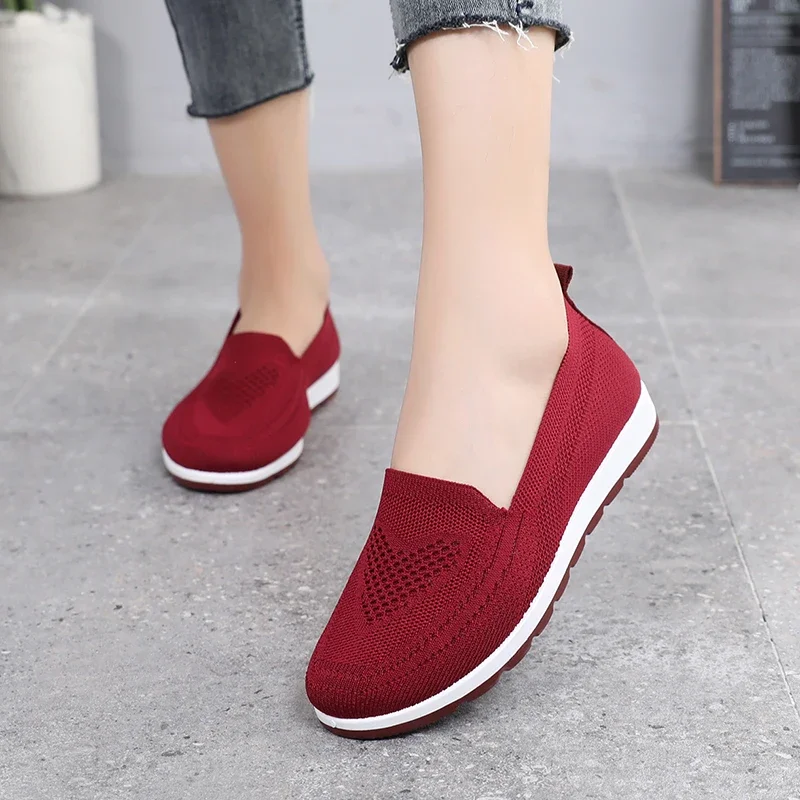 women\'s summer sneakers slip on flat shoes Women\'s Casual Loafers walking shoes Female Outdoor Mesh Soft Bottom Sports Shoes