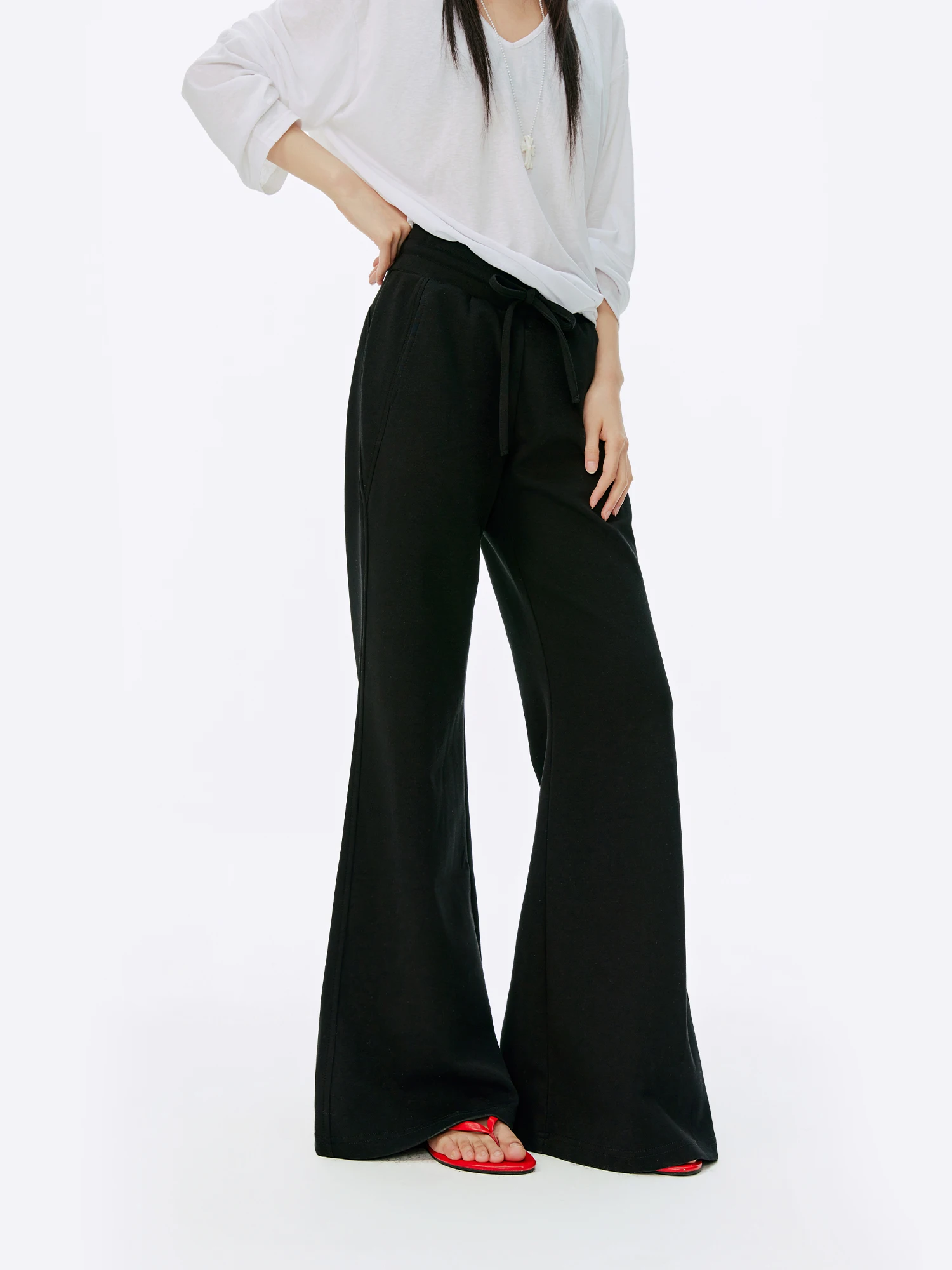 

Широкие спортивные брюки Bla для женщин: повседневные, удобные, дышащие, из смесового хлопка с микроэластаном, с завышенной талией