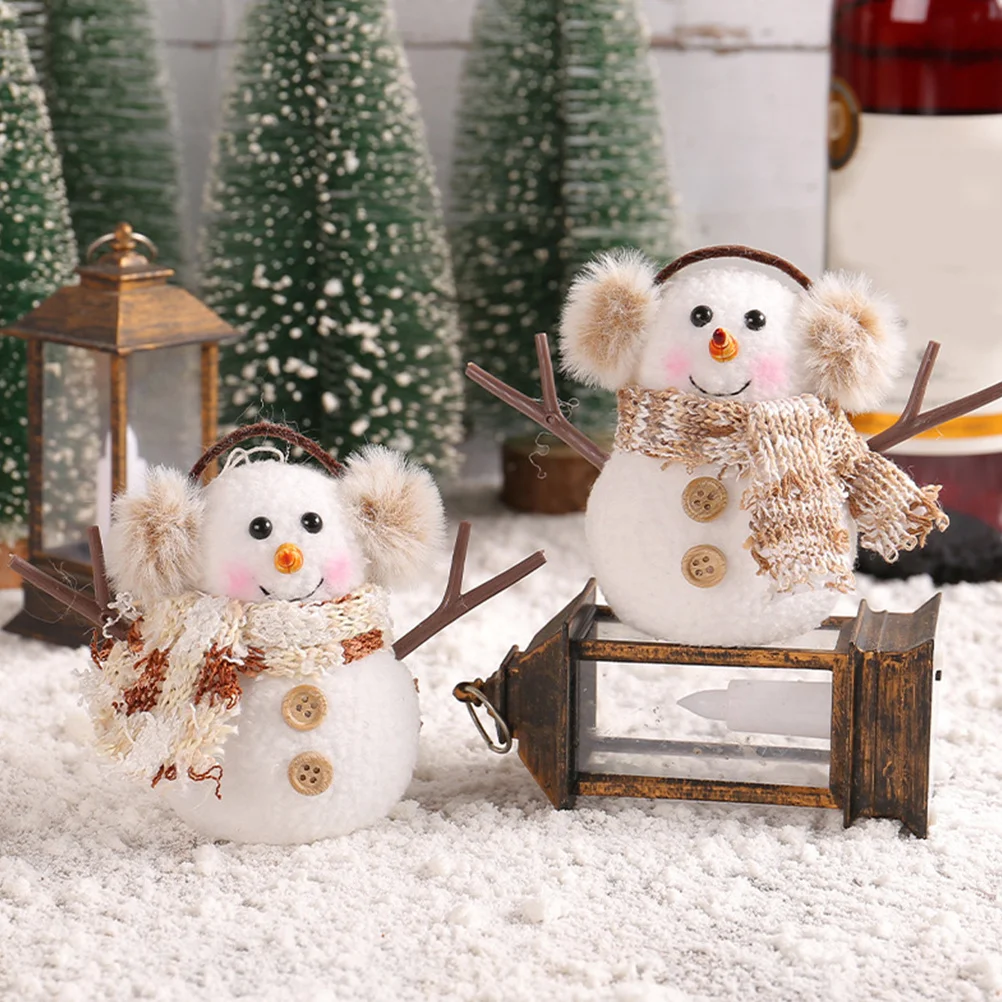 

2pcs Glow Snowman Christmas Decor Luminous Hanging Ornament For Xmas Tree Light Up Holiday Decoration Party Festive Accessory