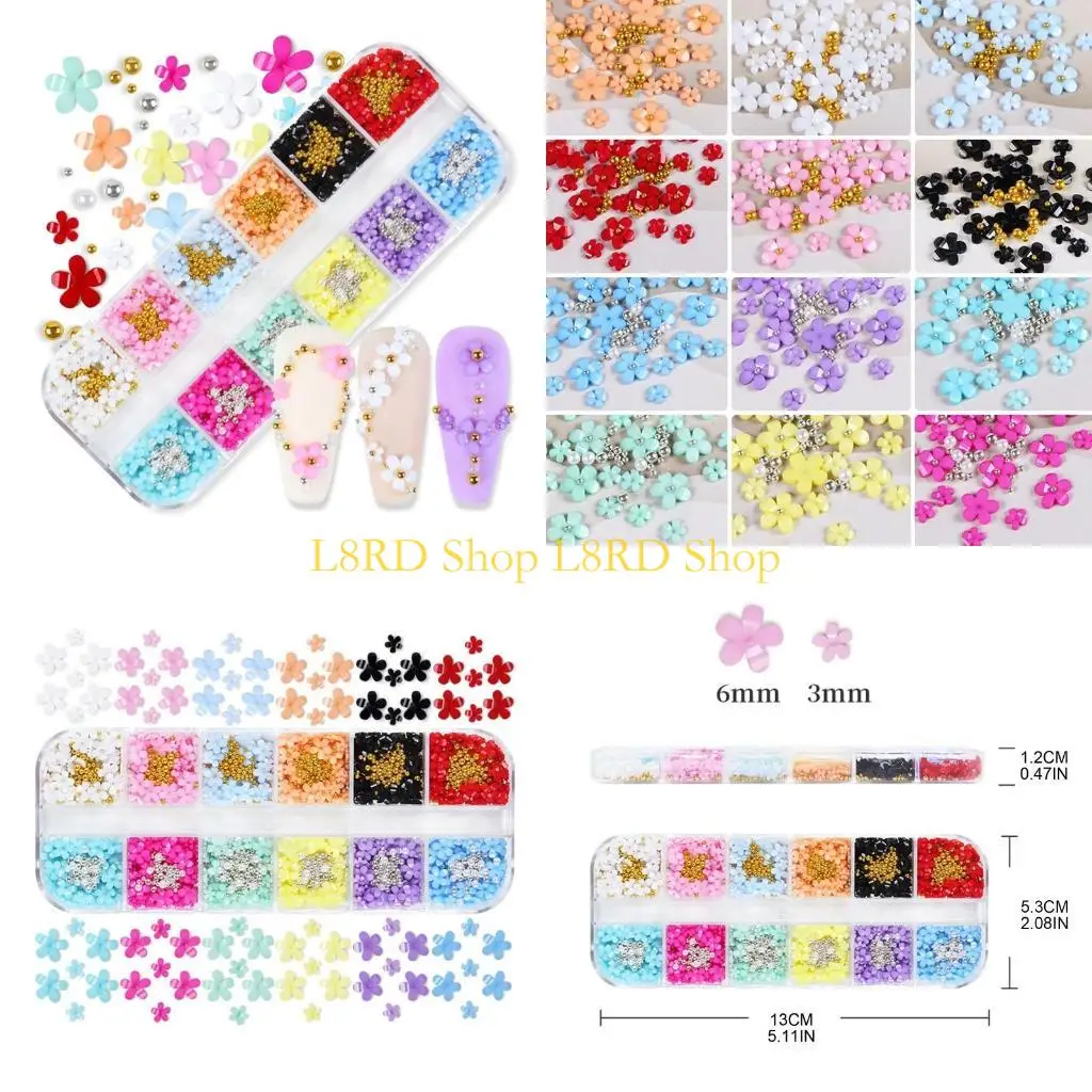 L8rd Flower Dair Dairms و Metal Caviar Beads ، Resinic Resin Flowers Design Gold Silver Ball Beads Learls