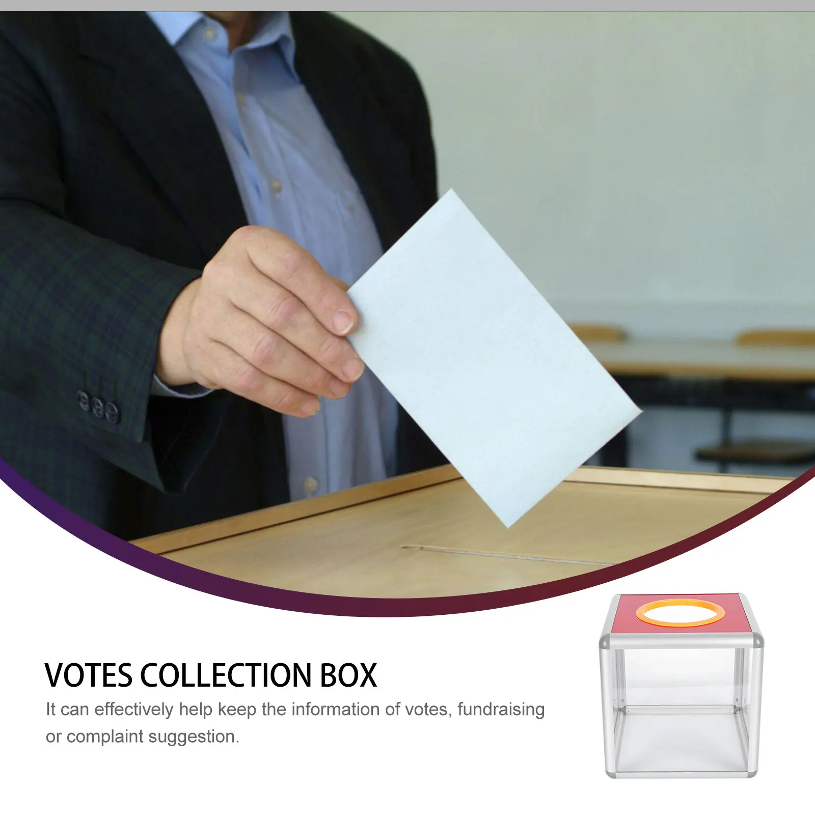 1Pcs Transparent Donation Box Lockable Sturdy Raffle Box for Fundraising Votes Paperwork Storage Container Storage Container