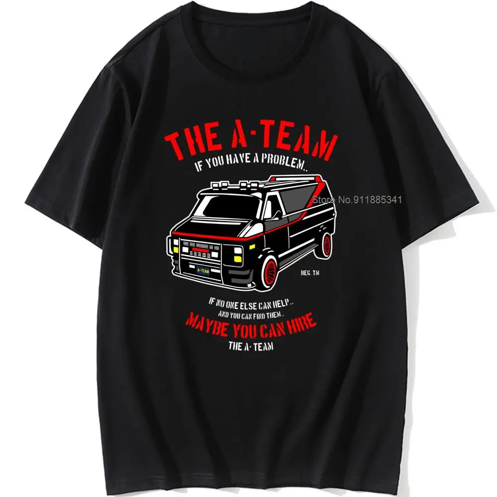 THE New A-TEAM T-SHIRT Mens Van Funny 80\'s TV Program Show Cotton Mr-T Unisex Oversized 100% Cotton Top