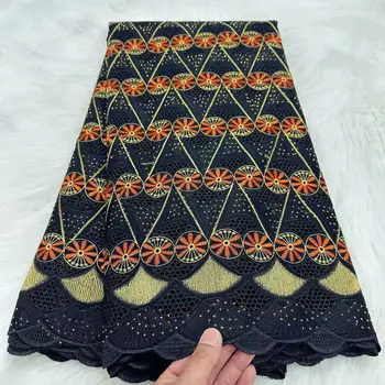 最新棕色鏤空棉質瑞士薄紗蕾絲布料 2025 高品質奧地利刺繡非洲蕾絲布料,適用於派對禮服 PYC2503 6 最佳銷售 棕色蕾絲布料 - №6