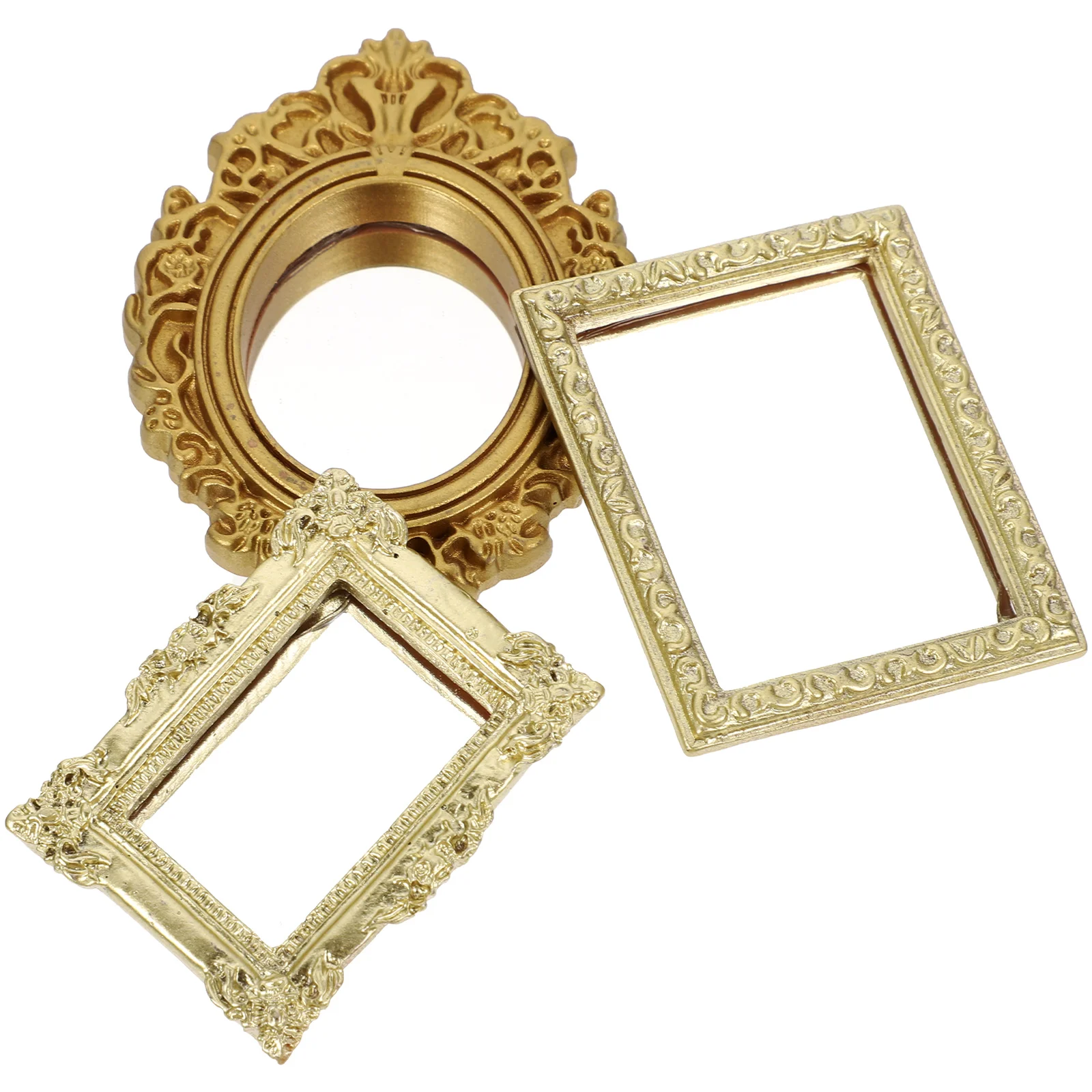 3 Pcs Dollhouse Mirror Wear-resistant Children Toy Gold Decor Mini Supplies Household Childrens Toys Tiny Room Decors