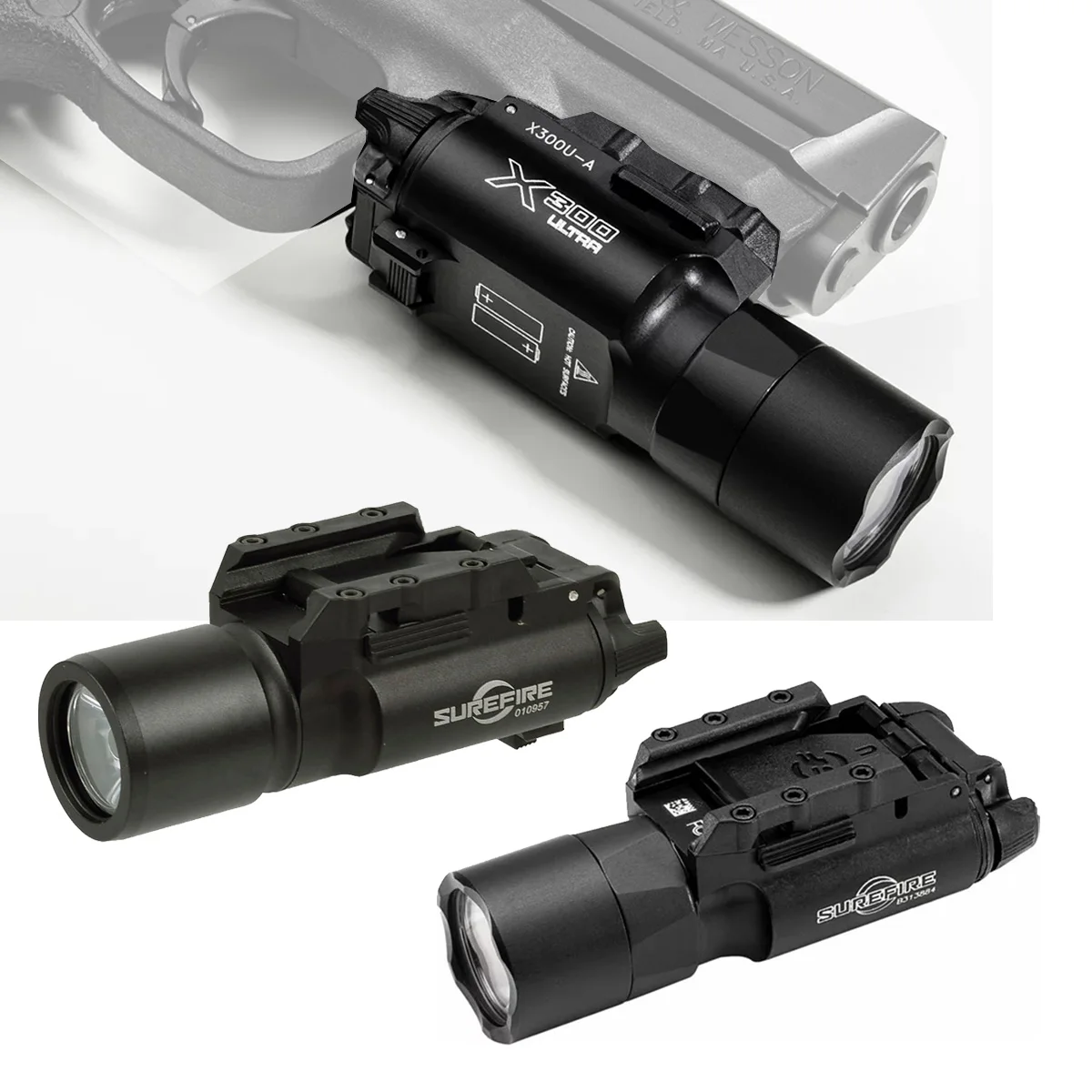 

Tactical Surefire X300 X300U Ultra X300V X300UH-B XH35 Scout Light Airsoft Flashlight For Glock 17 Hanging Hunting Flashlight