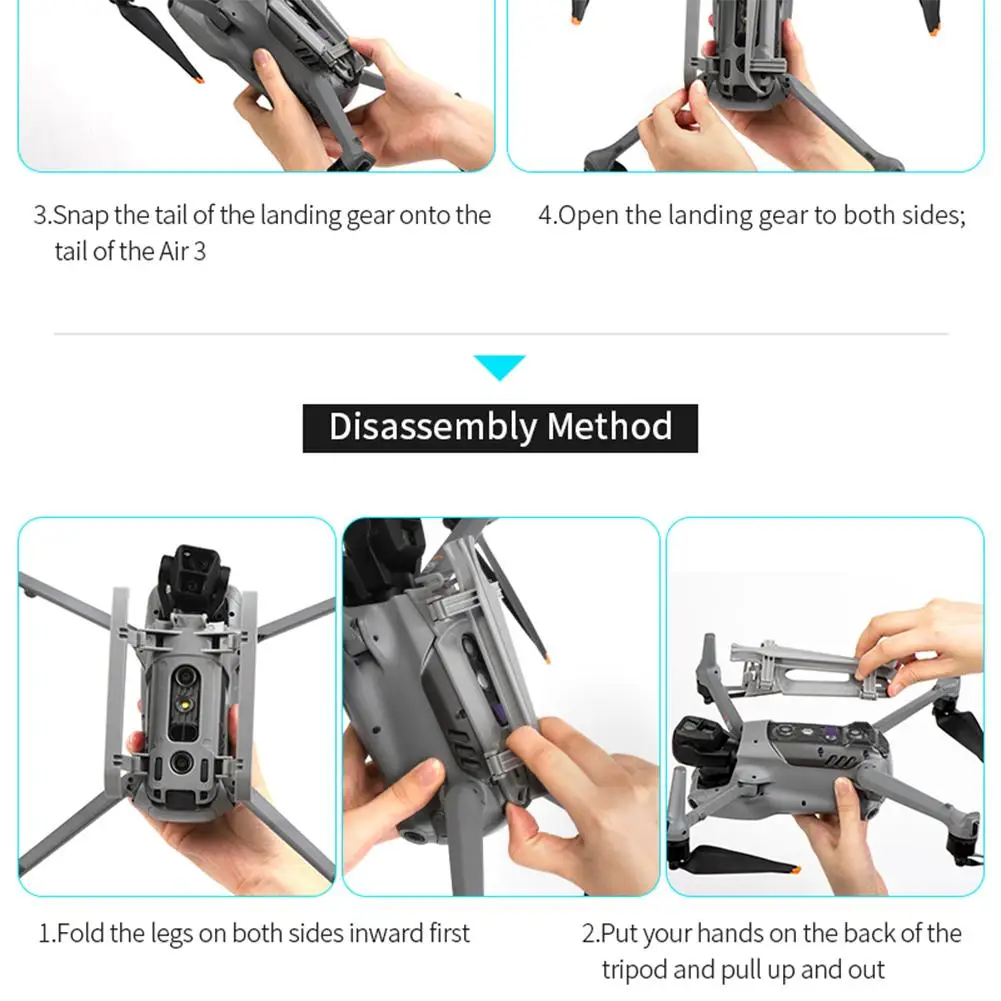 For DJI AIR 3  Landing Gear Foldable Extension Support Legs Extender Protective Support Protector Feet Stand Support Accessories